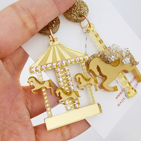 Carousel Dangle Earrings - Gold