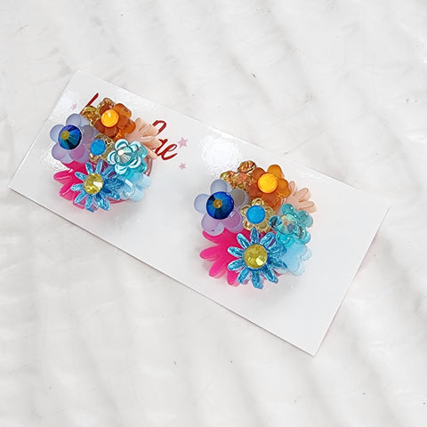 Flower Bouquet Stud Earrings - 011