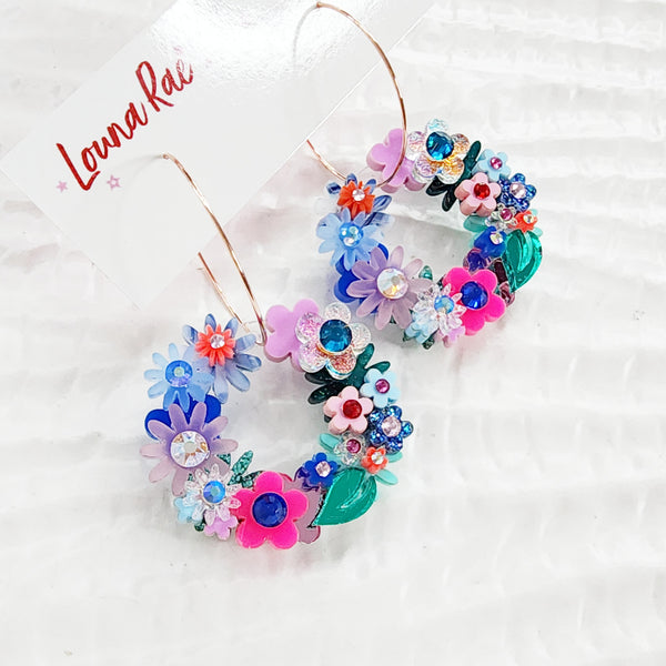 Flower Wreath Dangle Earrings - 002