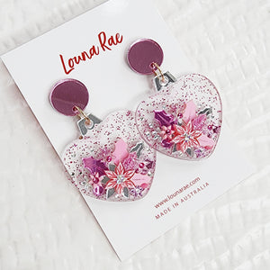 Christmas Heart Bauble Dangle Earrings - 001