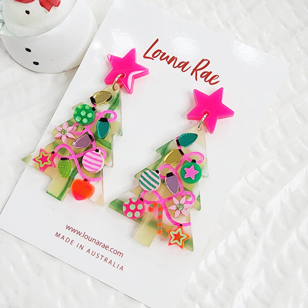 Christmas Tree Dangle Earrings - 001