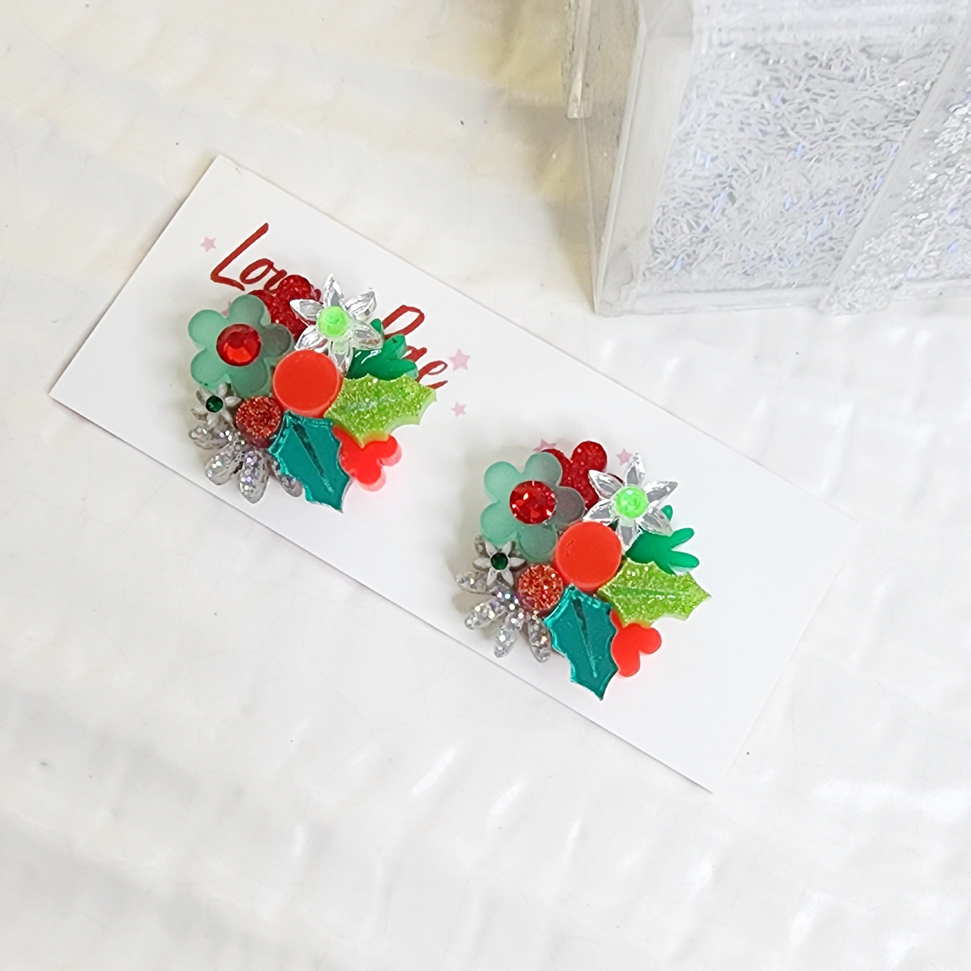 Christmas Flower Bouquet Stud Earrings - 002