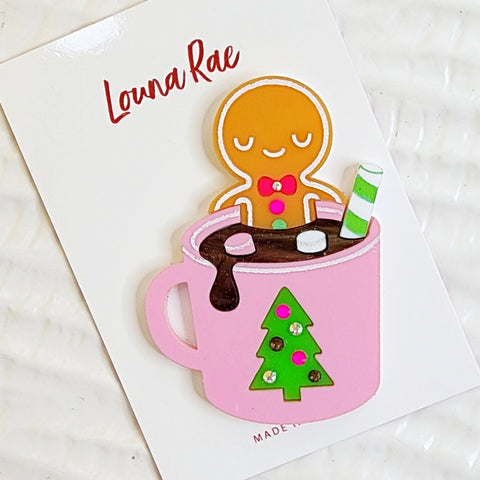 Ginger Bread Man Hot Choco Brooch