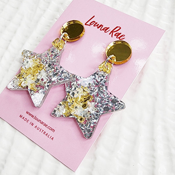 Christmas Star Bauble Dangle Earrings - 002