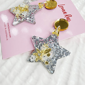 Christmas Star Bauble Dangle Earrings - 002