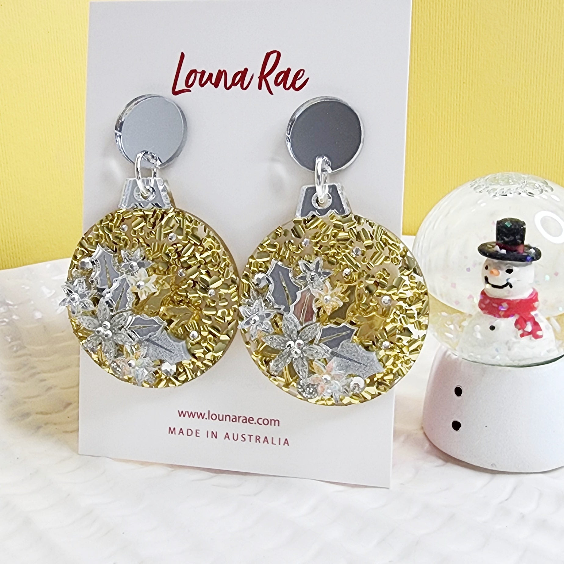 Christmas Round Bauble Dangle Earrings - 009