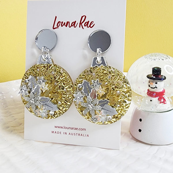 Christmas Round Bauble Dangle Earrings - 009