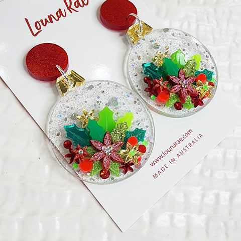 Christmas Round Bauble Dangle Earrings - 006