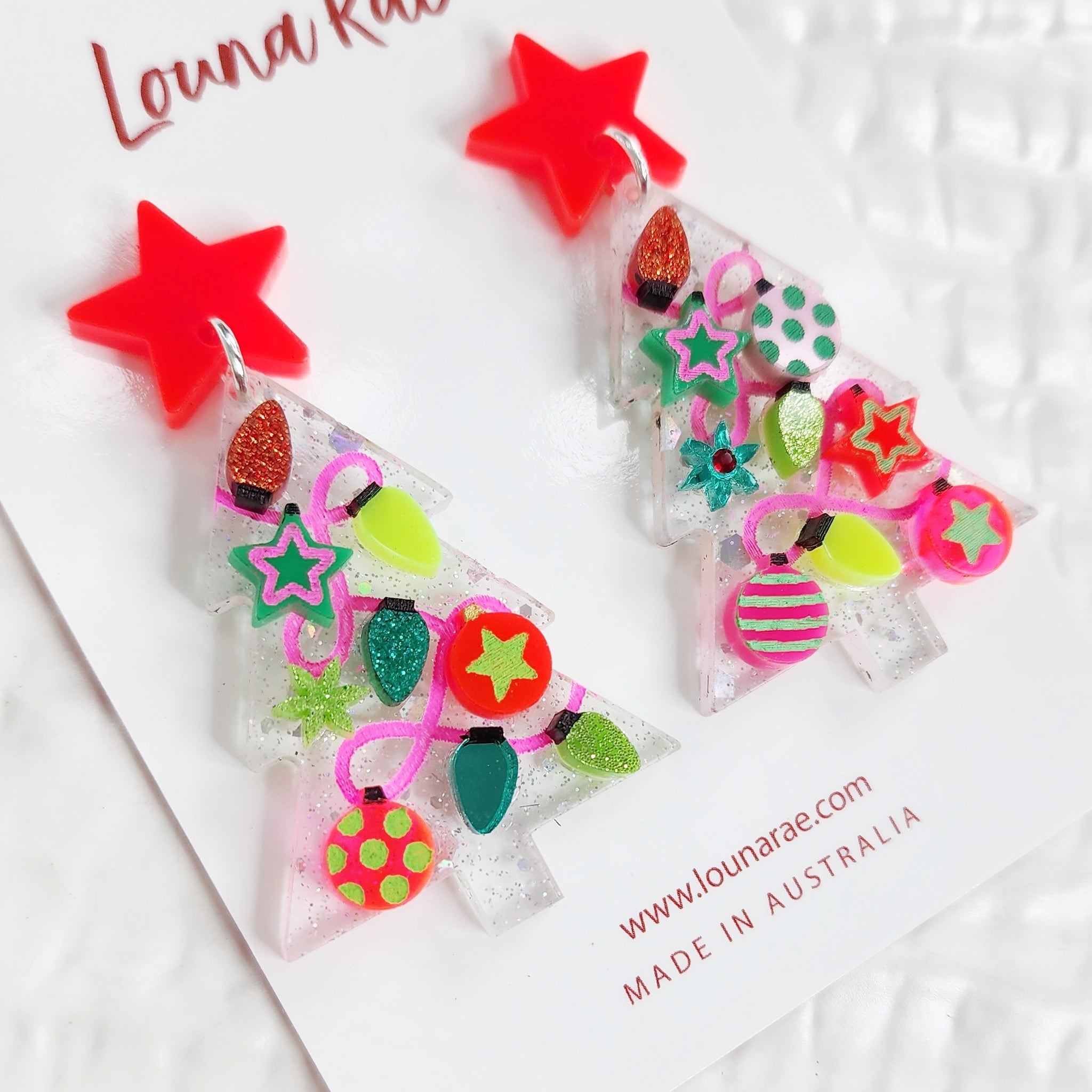 Christmas Tree Dangle Earrings - 010