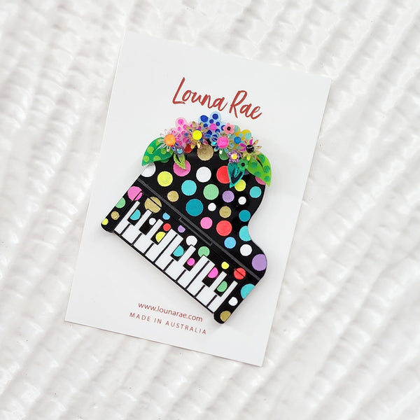 Grand Piano Brooch - Polka Dots