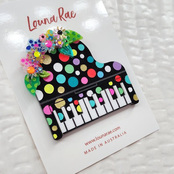 Grand Piano Brooch - Polka Dots