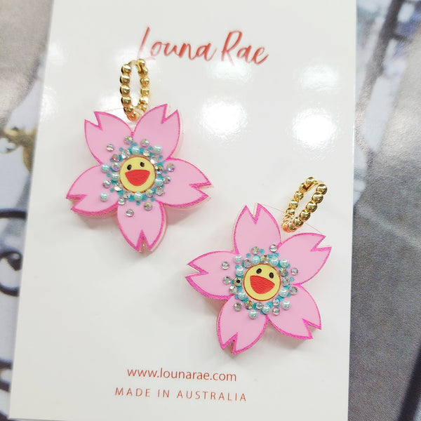 Cherry Blossom Hoop Earrings