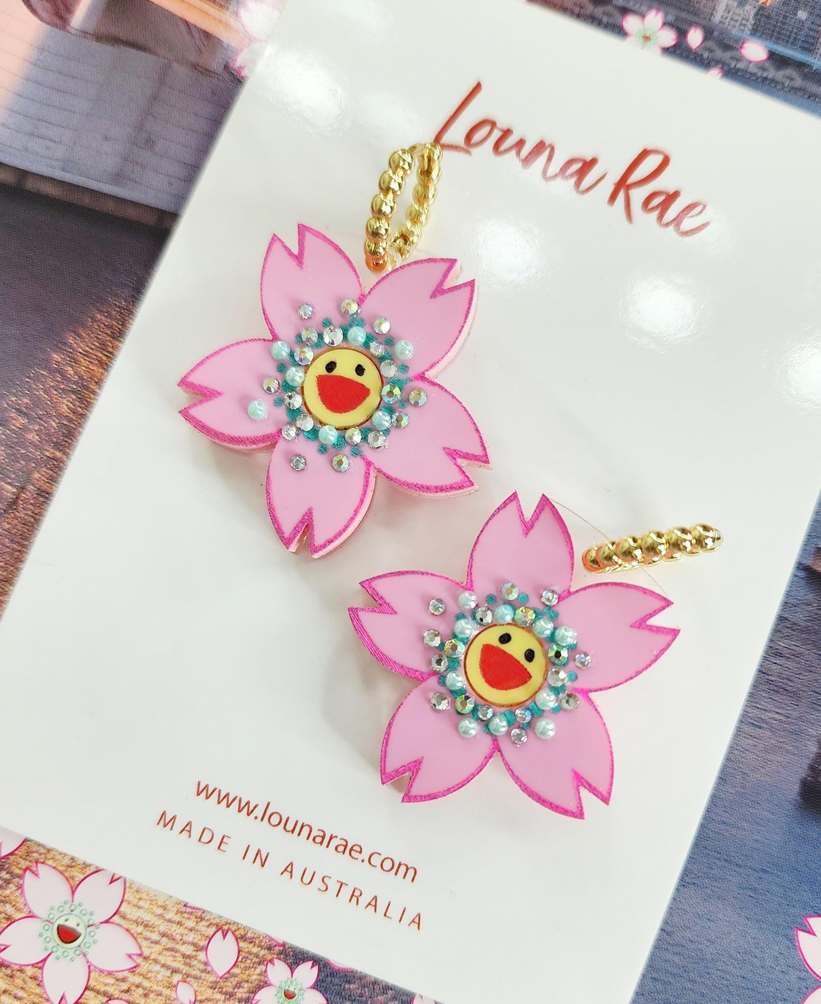 Cherry Blossom Hoop Earrings