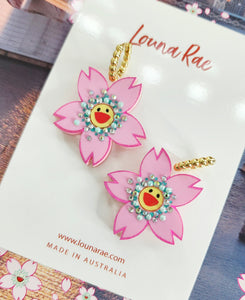 Cherry Blossom Hoop Earrings