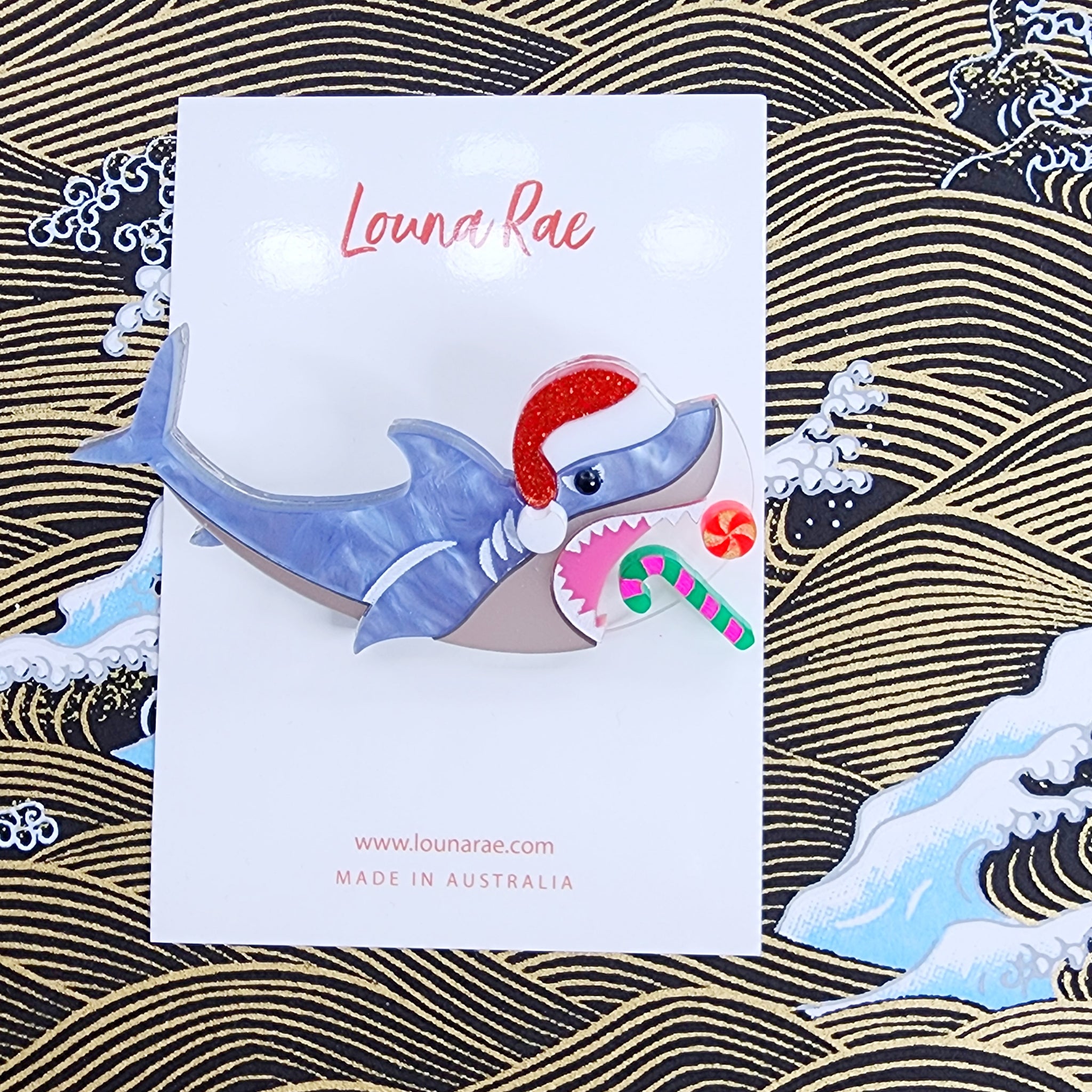Christmas Shark Brooch