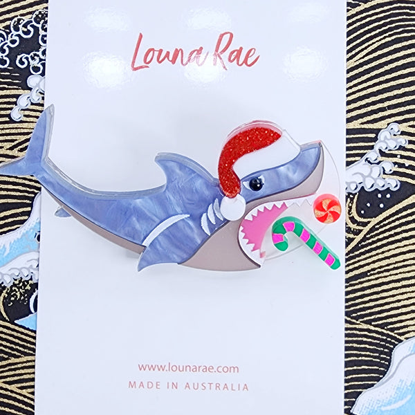 Christmas Shark Brooch