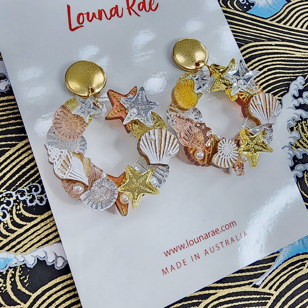 Under the Sea Wreath Dangle Earrings - 001