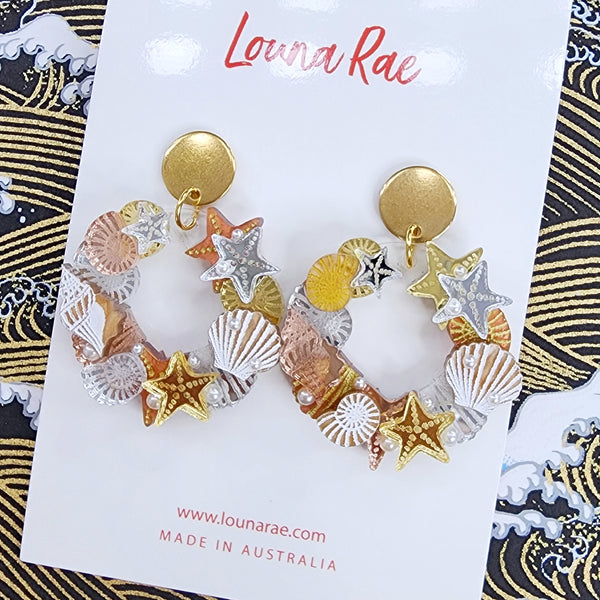 Under the Sea Wreath Dangle Earrings - 001