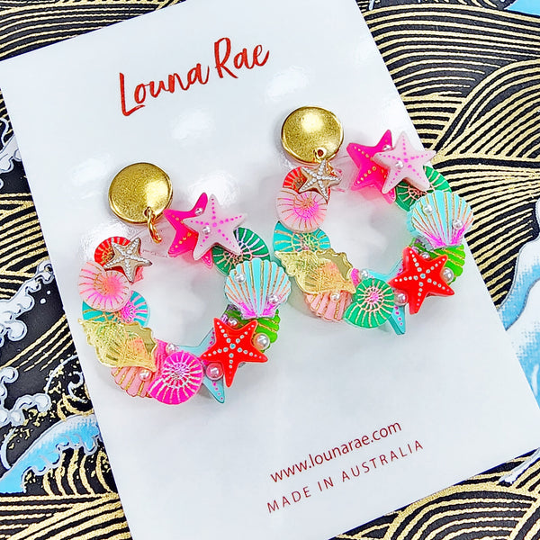 Under the Sea Wreath Dangle Earrings - 002