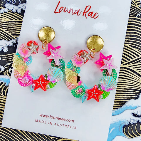Under the Sea Wreath Dangle Earrings - 002