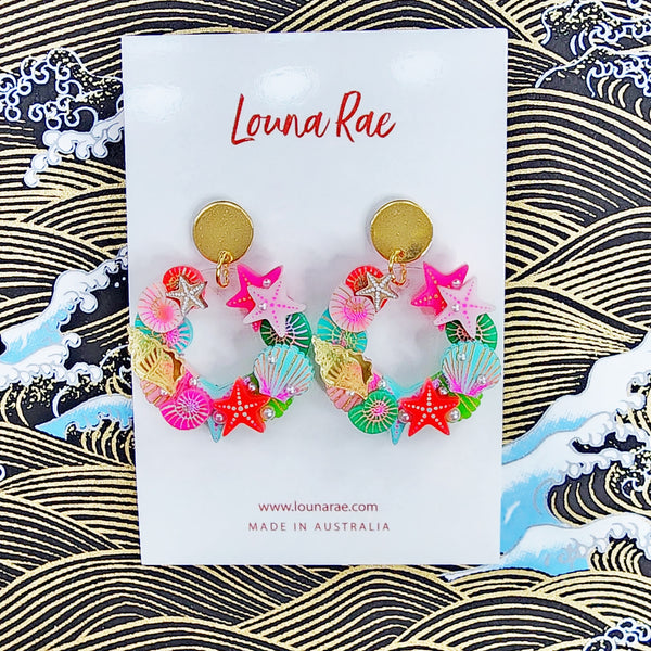 Under the Sea Wreath Dangle Earrings - 002