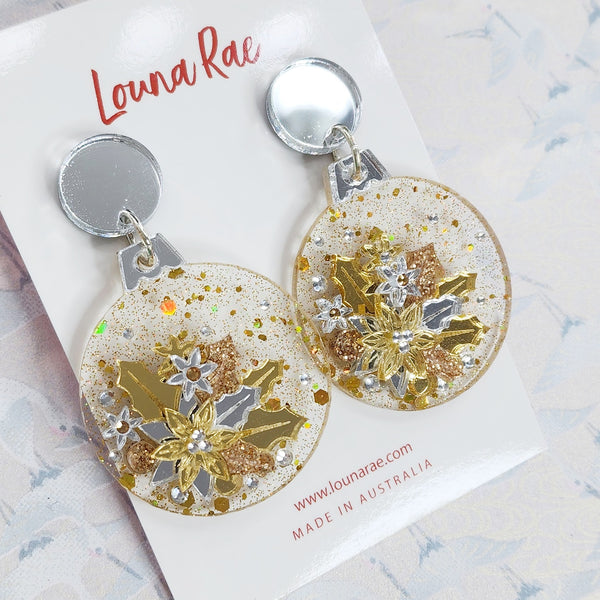 Christmas Round Bauble Dangle Earrings - 001