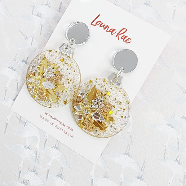 Christmas Round Bauble Dangle Earrings - 001