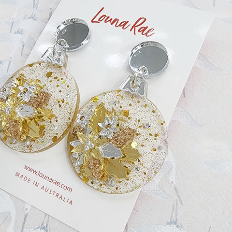 Christmas Round Bauble Dangle Earrings - 001