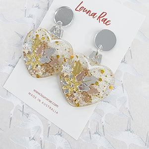 Christmas Heart Bauble Dangle Earrings