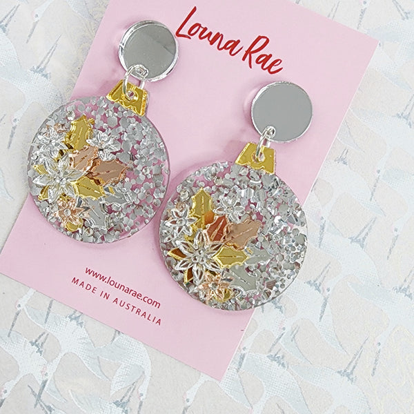 Christmas Round Bauble Dangle Earrings - 002