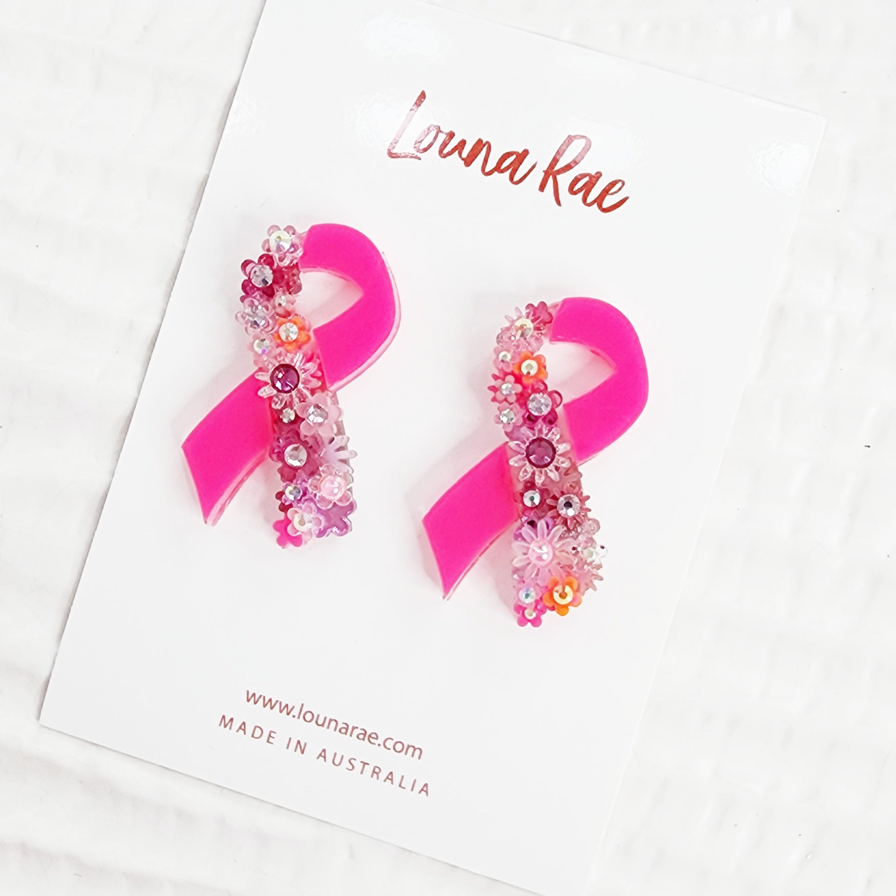 Pink Ribbon Earrings