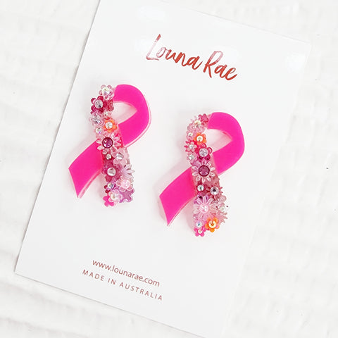 Pink Ribbon Earrings