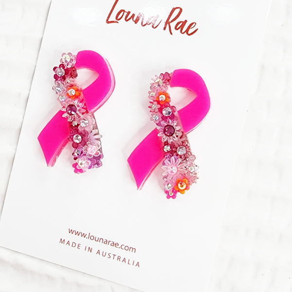 Pink Ribbon Earrings
