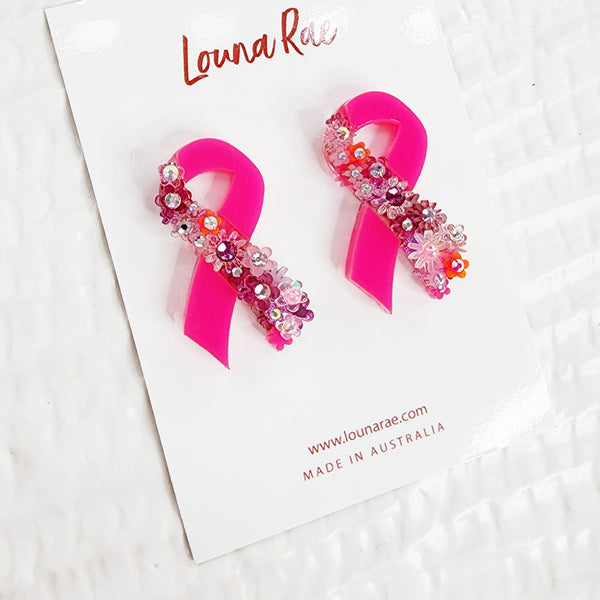 Pink Ribbon Earrings