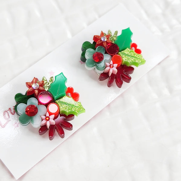 Christmas Flower Bouquet Stud Earrings - 013