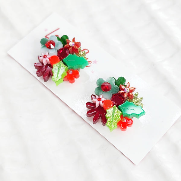 Christmas Flower Bouquet Stud Earrings - 013