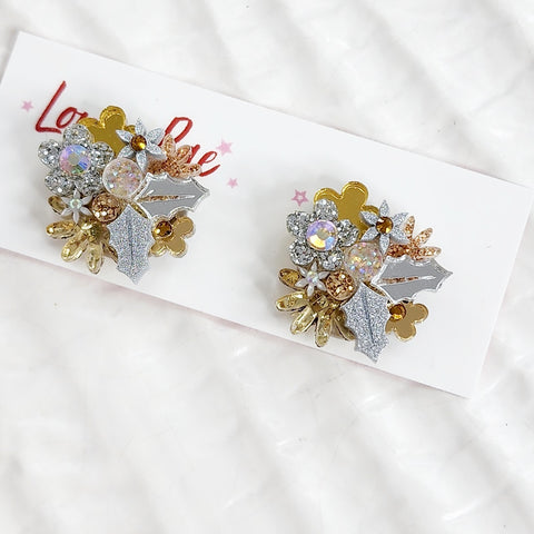 Christmas Flower Bouquet Stud Earrings - 012