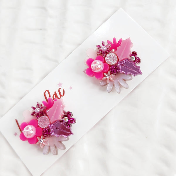 Christmas Flower Bouquet Stud Earrings - 009