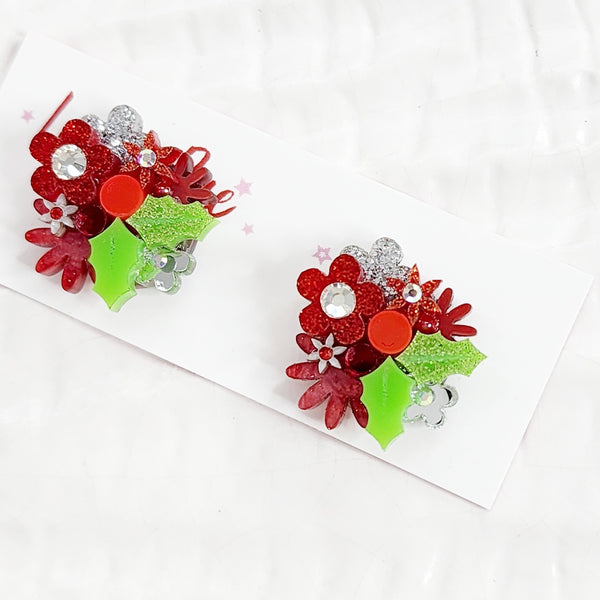Christmas Flower Bouquet Stud Earrings - 008