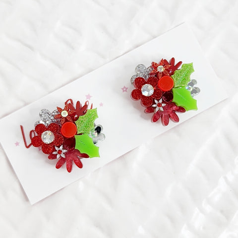 Christmas Flower Bouquet Stud Earrings - 008
