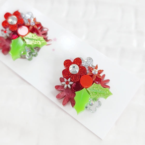 Christmas Flower Bouquet Stud Earrings - 008