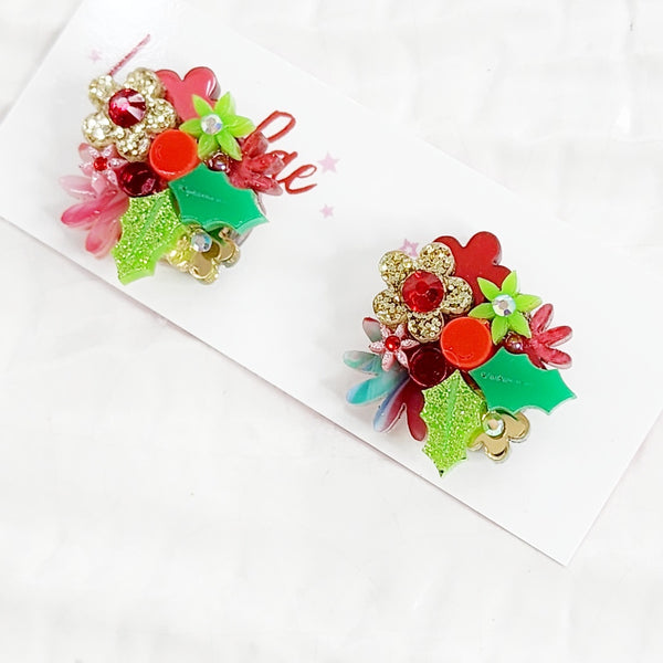 Christmas Flower Bouquet Stud Earrings - 007