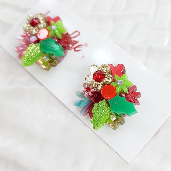 Christmas Flower Bouquet Stud Earrings - 007
