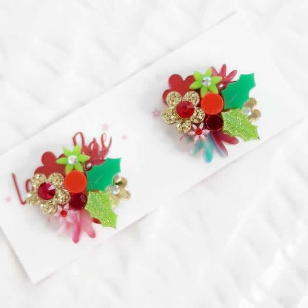 Christmas Flower Bouquet Stud Earrings - 007