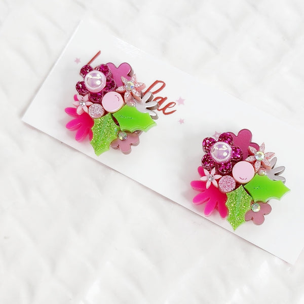 Christmas Flower Bouquet Stud Earrings - 006