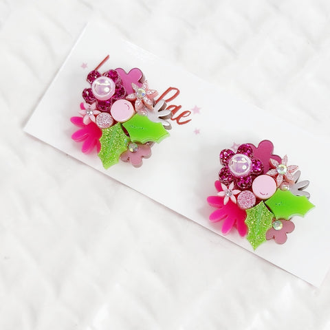 Christmas Flower Bouquet Stud Earrings - 006
