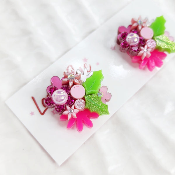 Christmas Flower Bouquet Stud Earrings - 006