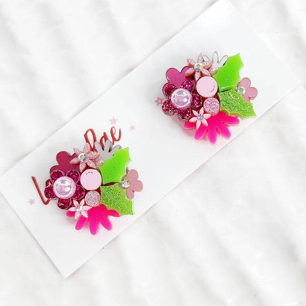 Christmas Flower Bouquet Stud Earrings - 006