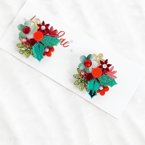 Christmas Flower Bouquet Stud Earrings - 005