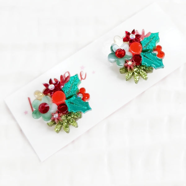 Christmas Flower Bouquet Stud Earrings - 005